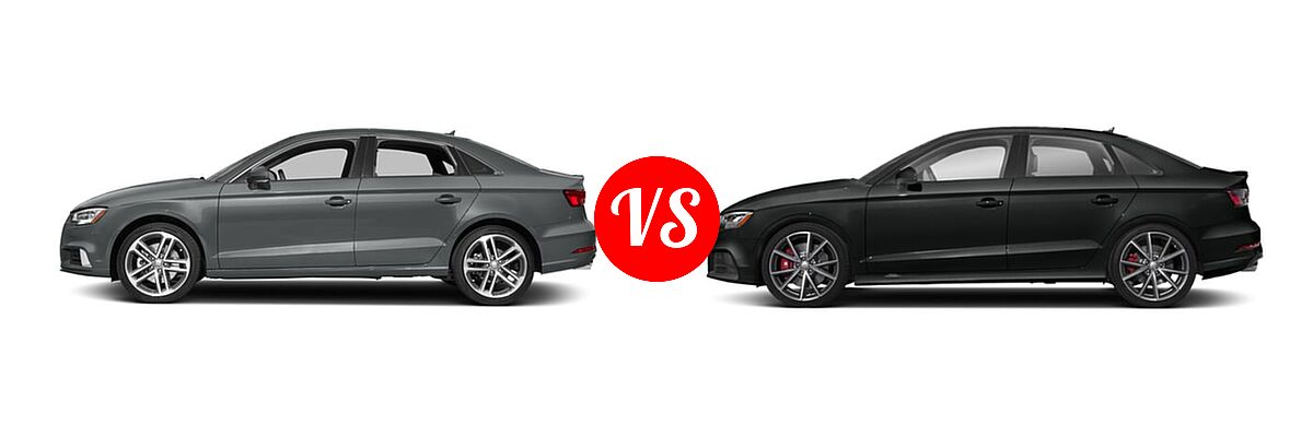 2018 Audi A3 Sedan Premium / Premium Plus / Prestige vs. 2020 Audi S3 Sedan S line Premium / S line Premium Plus - Side Comparison