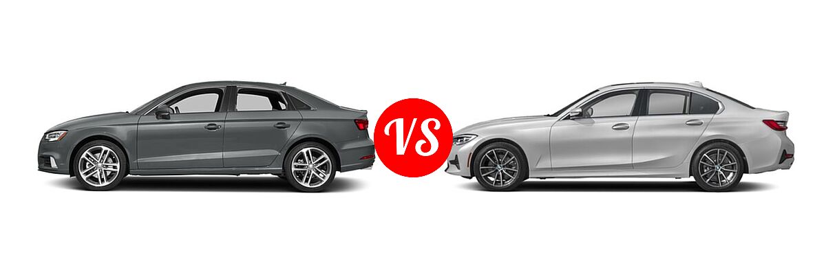 2018 Audi A3 Sedan Premium / Premium Plus / Prestige vs. 2022 BMW 3 Series Sedan 330i / 330i xDrive - Side Comparison