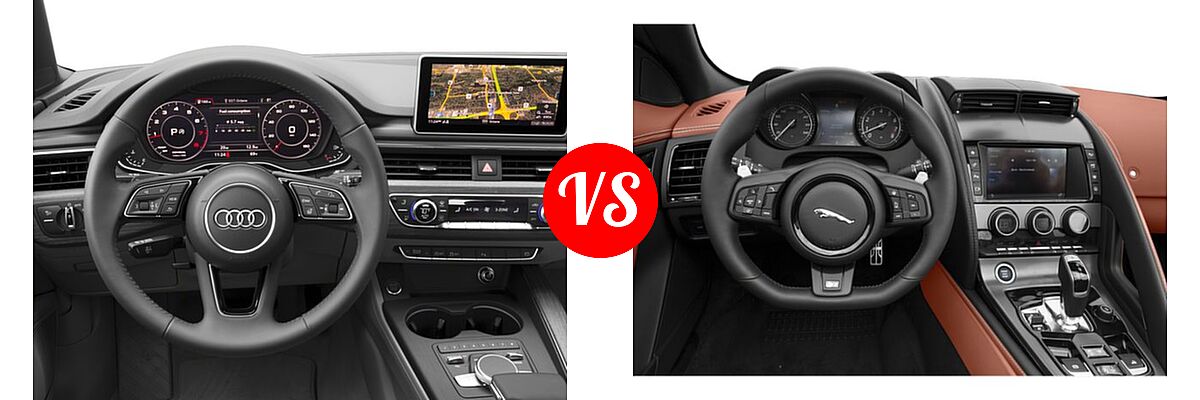 2018 Audi A5 Convertible Premium / Premium Plus / Prestige vs. 2018 Jaguar F-TYPE Convertible 400 Sport / R-Dynamic - Dashboard Comparison