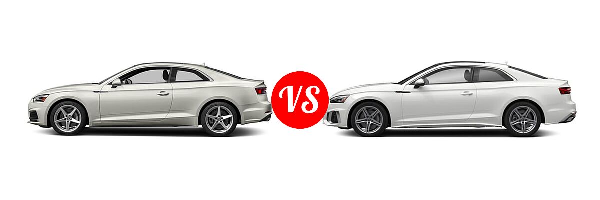 2018 Audi A5 Coupe Premium / Premium Plus / Prestige vs. 2022 Audi A5 Coupe S line Premium / S line Premium Plus / S line Prestige - Side Comparison
