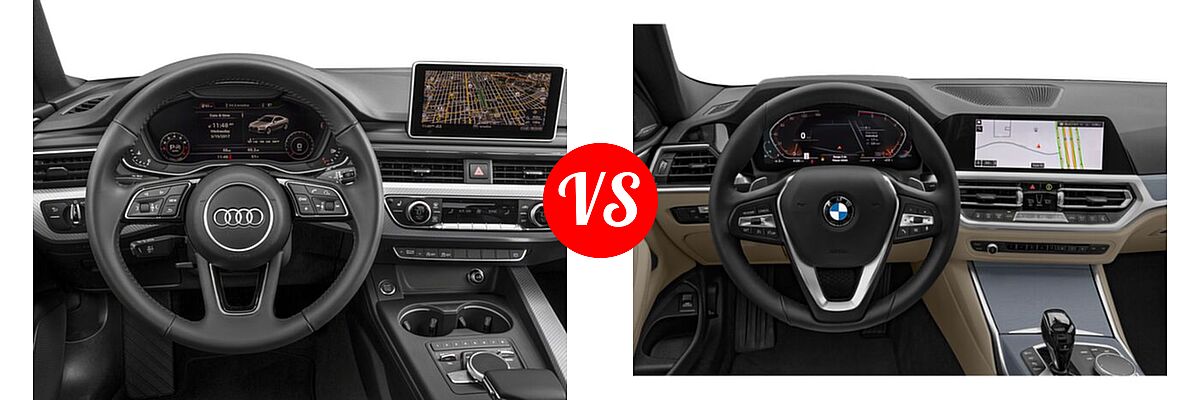 2018 Audi A5 Coupe Premium / Premium Plus / Prestige vs. 2021 BMW 4 Series Coupe 430i / 430i xDrive - Dashboard Comparison