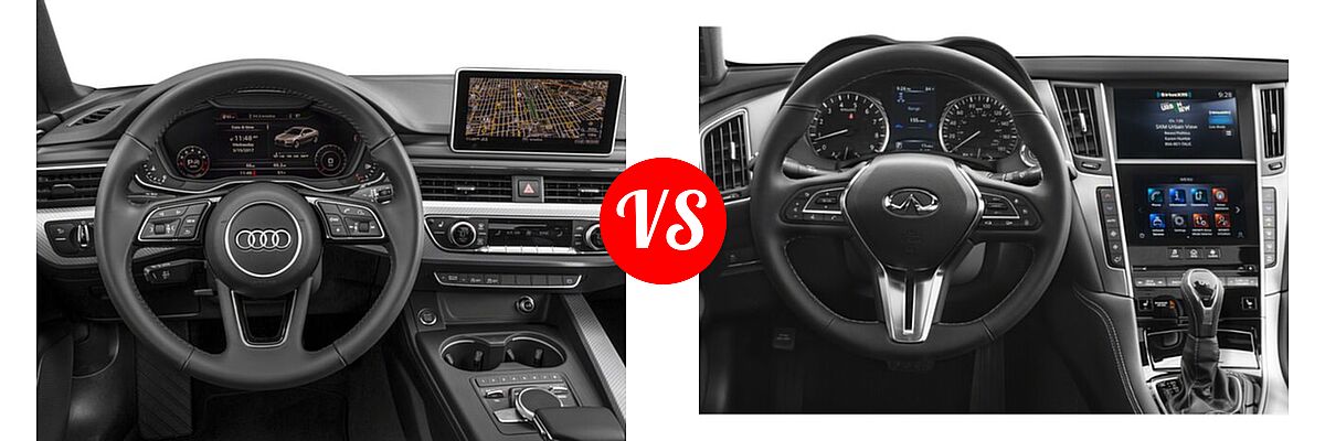 2018 Audi A5 Coupe Premium / Premium Plus / Prestige vs. 2022 Infiniti Q60 Coupe LUXE / PURE - Dashboard Comparison