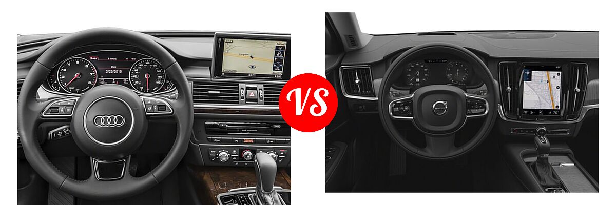 2018 Audi A6 Sedan Premium / Premium Plus / Prestige / Sport vs. 2022 Volvo S90 Sedan Inscription / Momentum / R-Design - Dashboard Comparison