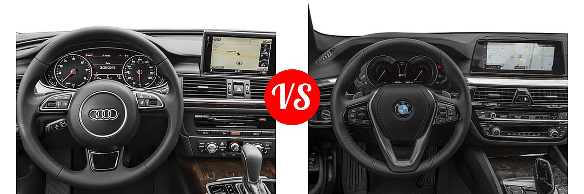 2018 Audi A6 Sedan Premium / Premium Plus / Prestige / Sport vs. 2018 BMW 5 Series Sedan Hybrid 530e iPerformance / 530e xDrive iPerformance - Dashboard Comparison