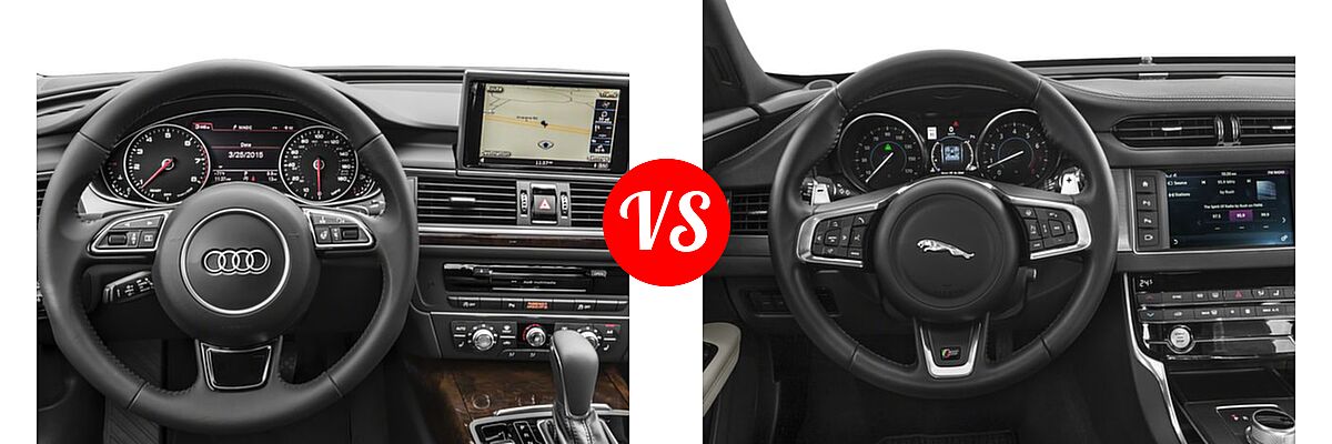 2018 Audi A6 Sedan Premium / Premium Plus / Prestige / Sport vs. 2018 Jaguar XF Sedan S - Dashboard Comparison