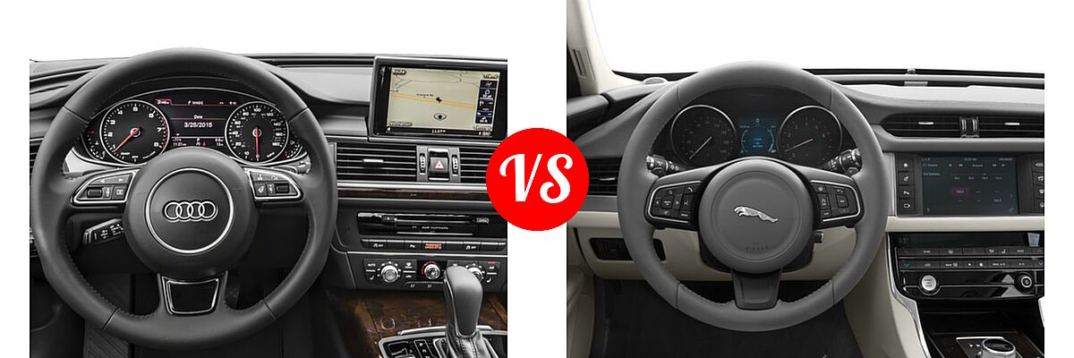 2018 Audi A6 Sedan Premium / Premium Plus / Prestige / Sport vs. 2018 Jaguar XF Sedan 25t Prestige / 35t Prestige - Dashboard Comparison