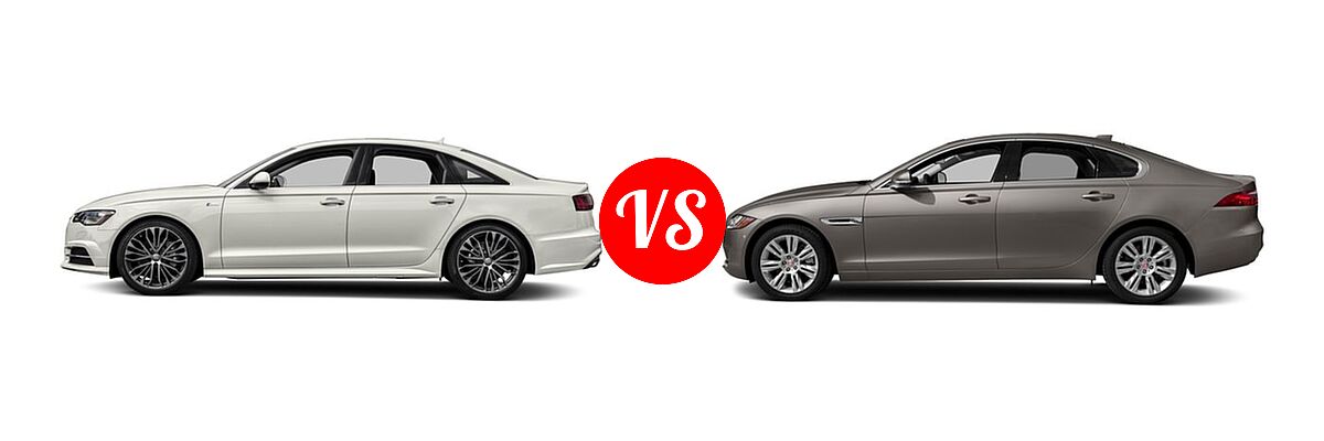 2018 Audi A6 Sedan Premium / Premium Plus / Prestige / Sport vs. 2018 Jaguar XF Sedan 25t / 25t Premium / 35t Portfolio Ltd Edition / 35t Premium - Side Comparison