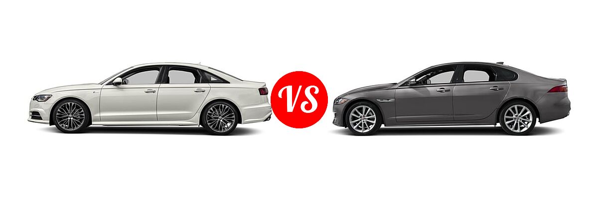2018 Audi A6 Sedan Premium / Premium Plus / Prestige / Sport vs. 2018 Jaguar XF Sedan 25t R-Sport / 35t R-Sport - Side Comparison