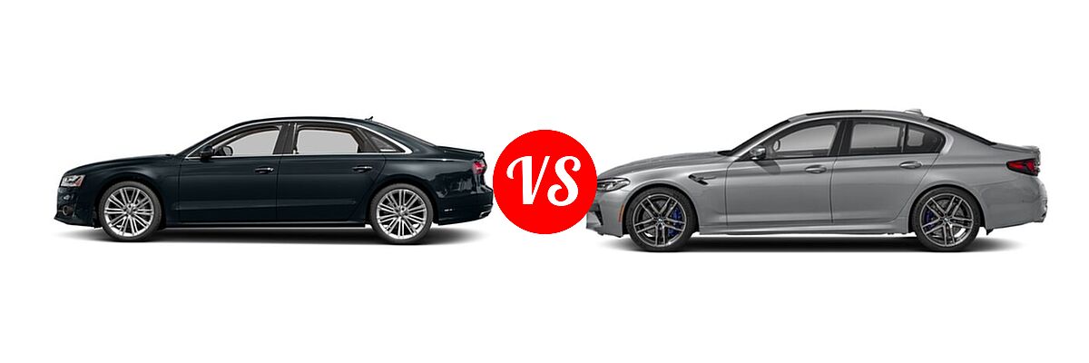 2018 Audi A8 Sedan Sport vs. 2022 BMW M5 Sedan Sedan - Side Comparison