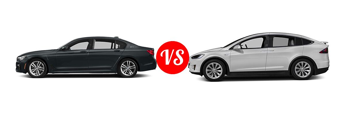 2017 BMW 7 Series Sedan Hybrid 740e xDrive iPerformance vs. 2017 Tesla Model X SUV 100D / 75D / 90D / P100D - Side Comparison