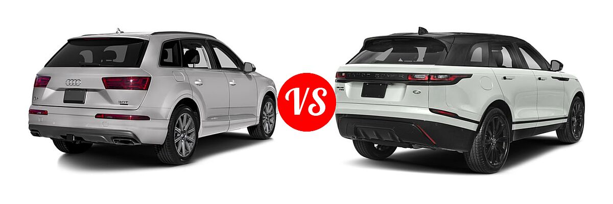 2018 Audi Q7 SUV Premium / Premium Plus / Prestige vs. 2018 Land Rover Range Rover Velar SUV Diesel R-Dynamic HSE / R-Dynamic SE / S - Rear Right Comparison