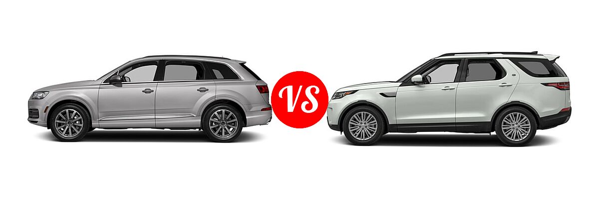 2018 Audi Q7 SUV Premium / Premium Plus / Prestige vs. 2018 Land Rover Discovery SUV HSE / HSE Luxury / SE - Side Comparison