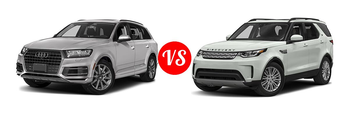 2018 Audi Q7 SUV Premium / Premium Plus / Prestige vs. 2018 Land Rover Discovery SUV HSE / HSE Luxury / SE - Front Left Comparison