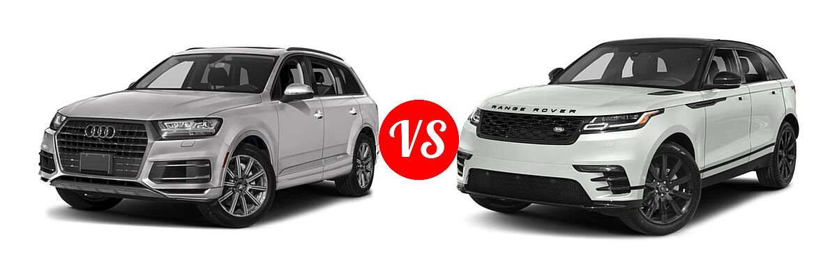 2018 Audi Q7 SUV Premium / Premium Plus / Prestige vs. 2018 Land Rover Range Rover Velar SUV Diesel R-Dynamic HSE / R-Dynamic SE / S - Front Left Comparison
