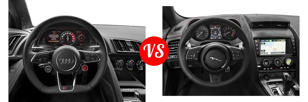 2018 Audi R8 Coupe V10 / V10 plus vs. 2018 Jaguar F-TYPE SVR Coupe SVR - Dashboard Comparison