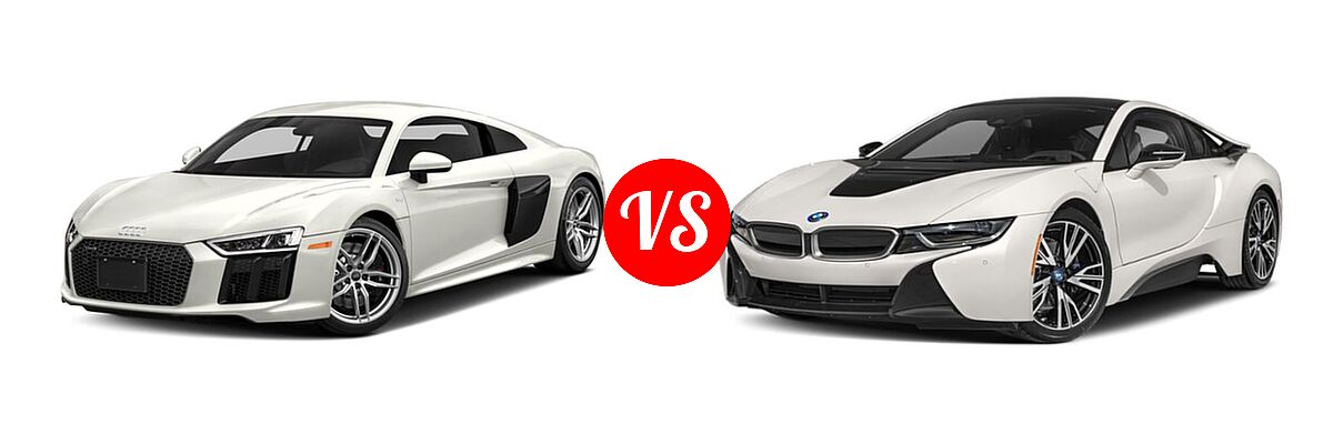 2018 Audi R8 Coupe V10 / V10 plus vs. 2019 BMW i8 Coupe PHEV Coupe - Front Left Comparison