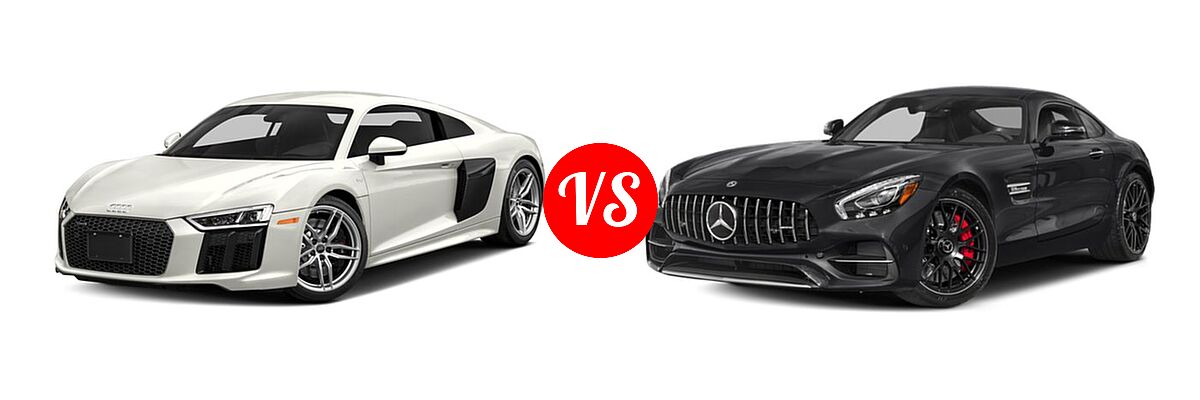 2018 Audi R8 Coupe V10 / V10 plus vs. 2019 Mercedes-Benz AMG GT Coupe AMG GT / AMG GT C / AMG GT R / AMG GT S - Front Left Comparison