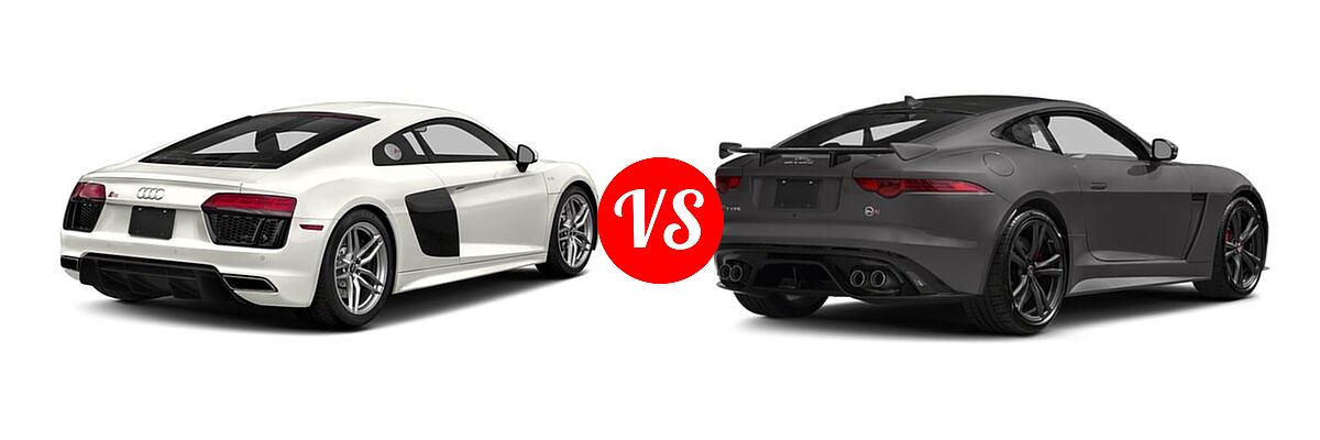 2018 Audi R8 Coupe V10 / V10 plus vs. 2018 Jaguar F-TYPE SVR Coupe SVR - Rear Right Comparison