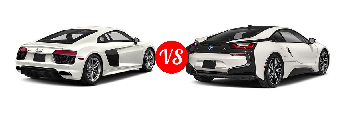 2018 Audi R8 Coupe V10 / V10 plus vs. 2019 BMW i8 Coupe PHEV Coupe - Rear Right Comparison