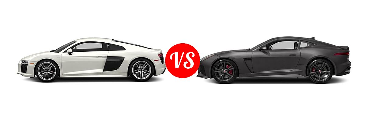 2018 Audi R8 Coupe V10 / V10 plus vs. 2018 Jaguar F-TYPE SVR Coupe SVR - Side Comparison
