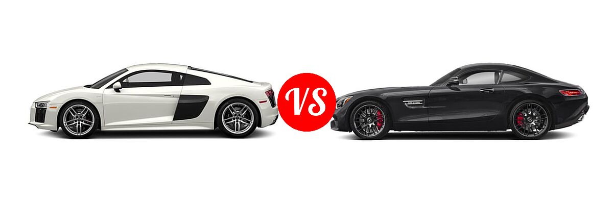 2018 Audi R8 Coupe V10 / V10 plus vs. 2019 Mercedes-Benz AMG GT Coupe AMG GT / AMG GT C / AMG GT R / AMG GT S - Side Comparison