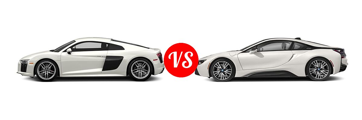 2018 Audi R8 Coupe V10 / V10 plus vs. 2019 BMW i8 Coupe PHEV Coupe - Side Comparison