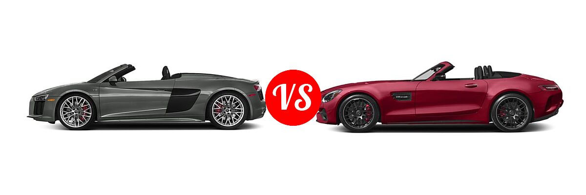 2018 Audi R8 Convertible V10 / V10 plus vs. 2018 Mercedes-Benz AMG GT Convertible AMG GT / AMG GT C - Side Comparison