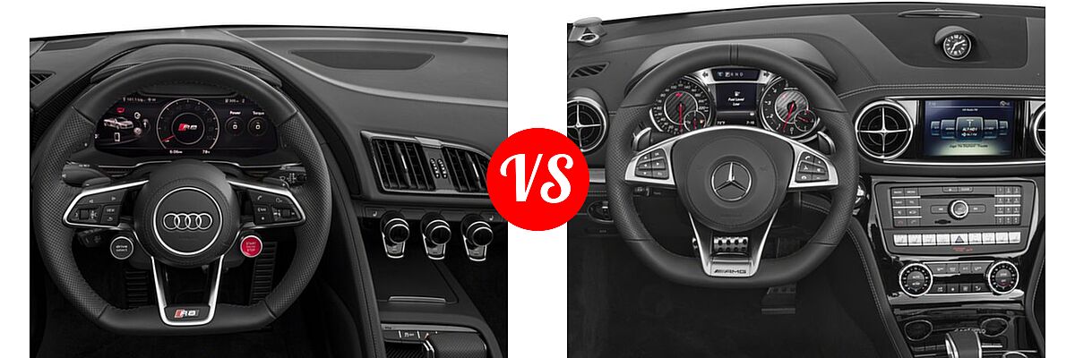 2018 Audi R8 Convertible V10 / V10 plus vs. 2018 Mercedes-Benz SL-Class SL 65 AMG Convertible AMG SL 65 - Dashboard Comparison