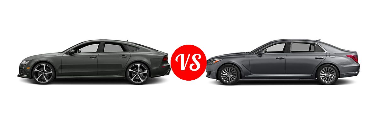2018 Audi RS 7 Sedan performance vs. 2018 Genesis G90 Sedan 3.3T Premium / 5.0L Ultimate - Side Comparison