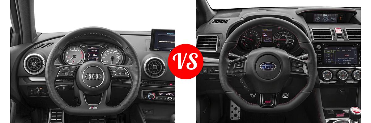 2018 Audi S3 Sedan Premium Plus / Prestige vs. 2018 Subaru WRX STI Limited Sedan STI Limited - Dashboard Comparison
