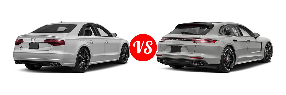 2018 Audi S8 Sedan 4.0 TFSI vs. 2018 Porsche Panamera Sedan 4 / 4S / Turbo - Rear Right Comparison