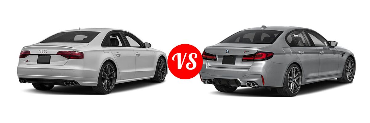 2018 Audi S8 Sedan 4.0 TFSI vs. 2021 BMW M5 Sedan Sedan - Rear Right Comparison