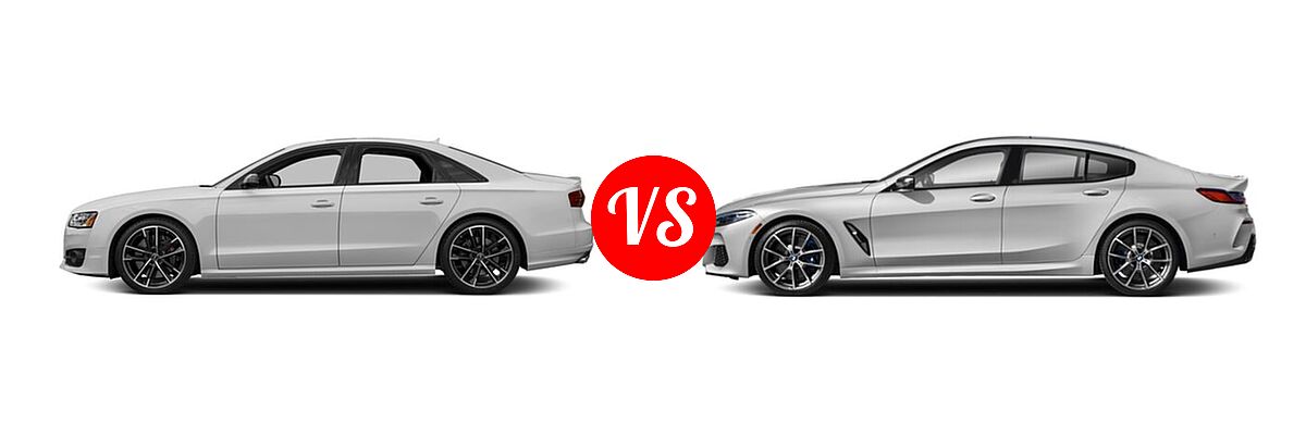 2018 Audi S8 Sedan 4.0 TFSI vs. 2021 BMW 8 Series M850i Sedan M850i - Side Comparison