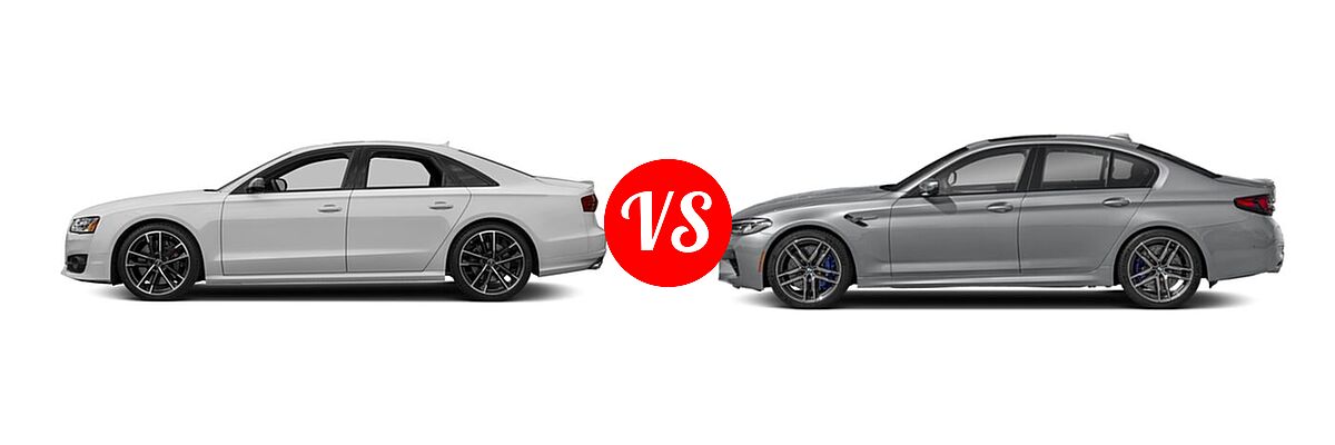 2018 Audi S8 Sedan 4.0 TFSI vs. 2021 BMW M5 Sedan Sedan - Side Comparison
