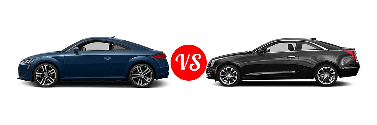 2018 Audi TT Coupe 2.0 TFSI vs. 2018 Cadillac ATS Coupe Coupe AWD / Luxury RWD / Premium Luxury RWD / Premium Performance RWD / RWD - Side Comparison