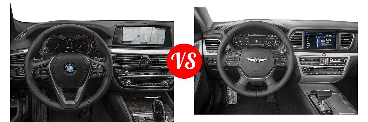 2018 BMW 5 Series Sedan Hybrid 530e iPerformance / 530e xDrive iPerformance vs. 2020 Genesis G80 Sedan 5.0L Ultimate - Dashboard Comparison