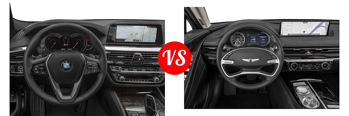 2018 BMW 5 Series Sedan Hybrid 530e iPerformance / 530e xDrive iPerformance vs. 2021 Genesis G80 Sedan 2.5T / 3.5T - Dashboard Comparison