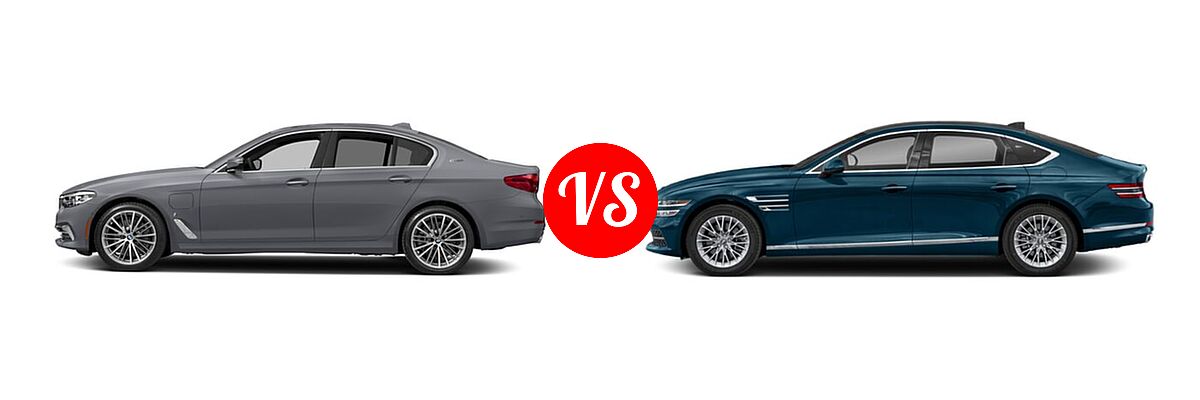 2018 BMW 5 Series Sedan Hybrid 530e iPerformance / 530e xDrive iPerformance vs. 2021 Genesis G80 Sedan 2.5T / 3.5T - Side Comparison