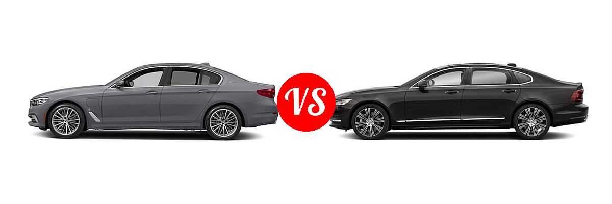 2018 BMW 5 Series Sedan Hybrid 530e iPerformance / 530e xDrive iPerformance vs. 2021 Volvo S90 Sedan Inscription / Momentum / R-Design - Side Comparison
