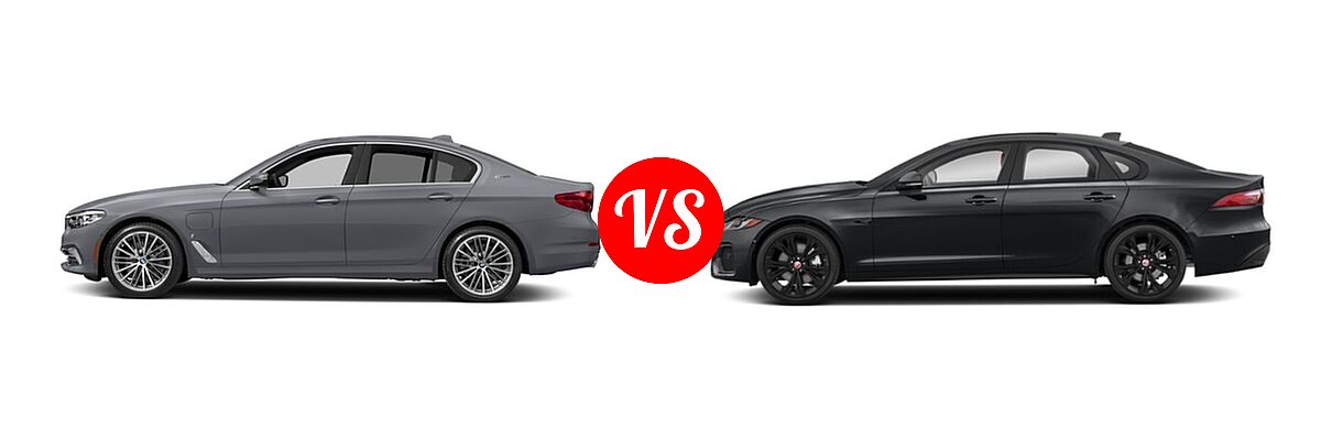 2018 BMW 5 Series Sedan Hybrid 530e iPerformance / 530e xDrive iPerformance vs. 2021 Jaguar XF Sedan R-Dynamic SE / S / SE - Side Comparison