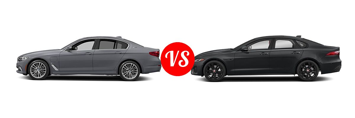 2018 BMW 5 Series Sedan Hybrid 530e iPerformance / 530e xDrive iPerformance vs. 2023 Jaguar XF Sedan R-Dynamic SE / S / SE - Side Comparison