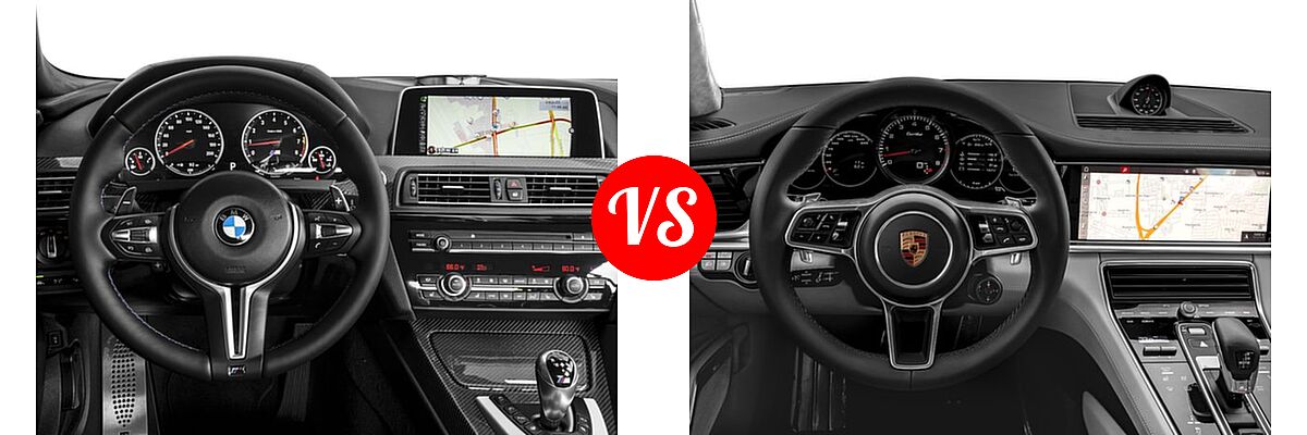 2018 BMW M6 Gran Coupe Sedan Gran Coupe vs. 2018 Porsche Panamera Sedan 4 / 4S / Turbo - Dashboard Comparison