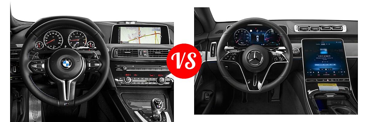 2018 BMW M6 Gran Coupe Sedan Gran Coupe vs. 2021 Mercedes-Benz S-Class Sedan S 500 - Dashboard Comparison