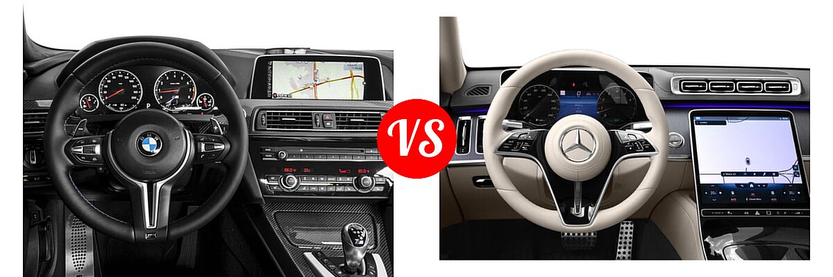 2018 BMW M6 Gran Coupe Sedan Gran Coupe vs. 2021 Mercedes-Benz S-Class Sedan S 580 - Dashboard Comparison