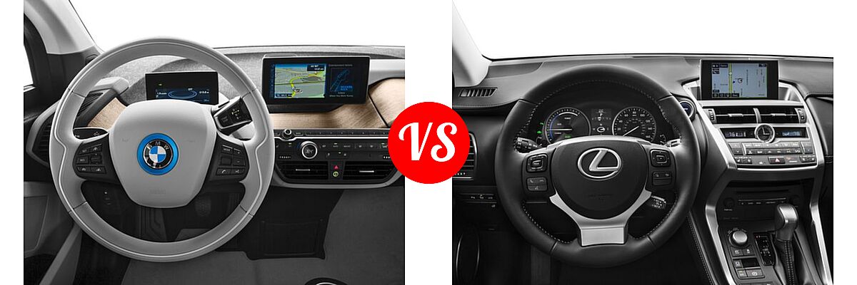 2017 BMW i3 Hatchback 60 Ah / 94 Ah w/Range Extender vs. 2017 Lexus NX 300h SUV NX 300h - Dashboard Comparison