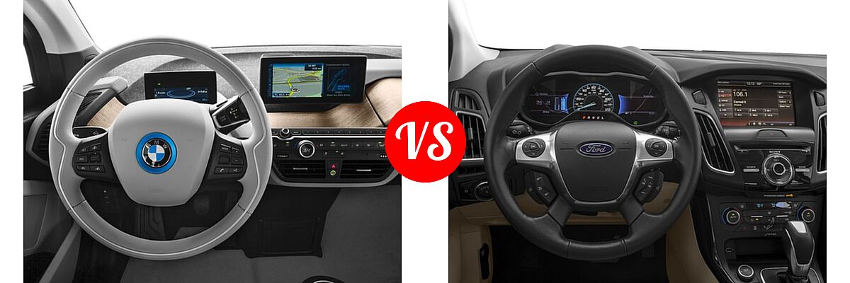 2017 BMW i3 Hatchback 60 Ah / 94 Ah w/Range Extender vs. 2017 Ford Focus Hatchback Electric Electric - Dashboard Comparison