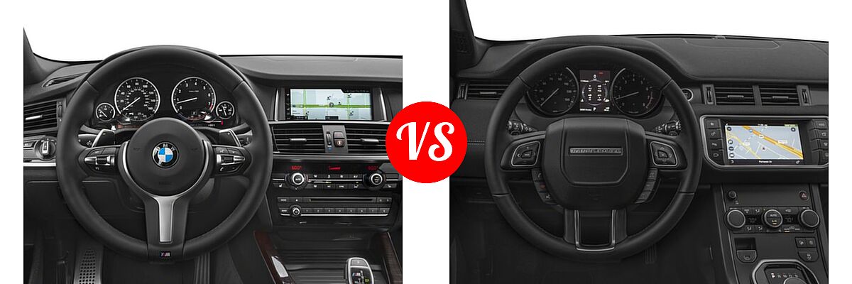2018 BMW X4 M40i SUV M40i vs. 2018 Land Rover Range Rover Evoque SUV Autobiography / HSE / HSE Dynamic / Landmark Edition / SE / SE Premium - Dashboard Comparison