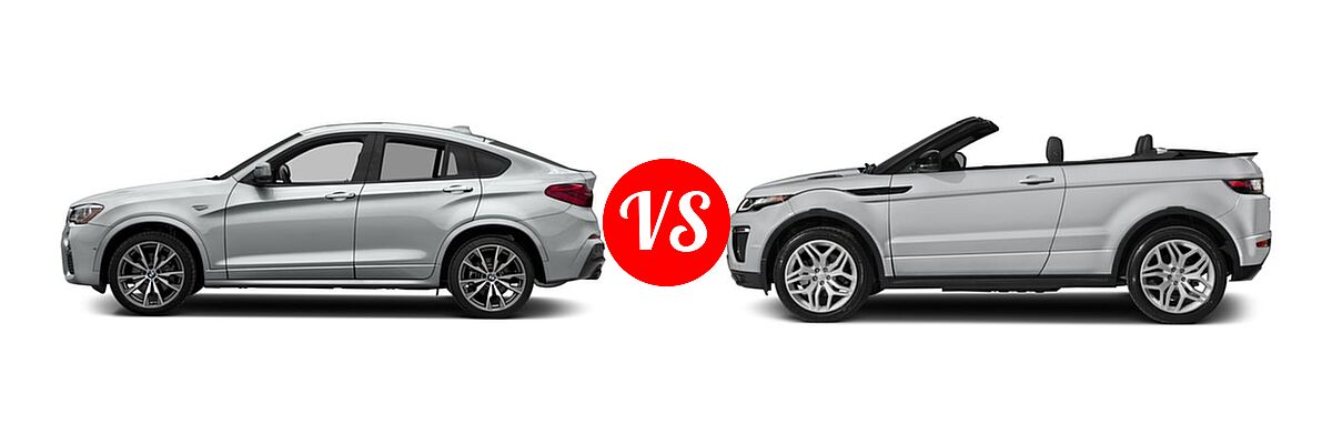 2018 BMW X4 M40i SUV M40i vs. 2018 Land Rover Range Rover Evoque SUV HSE Dynamic / SE Dynamic - Side Comparison