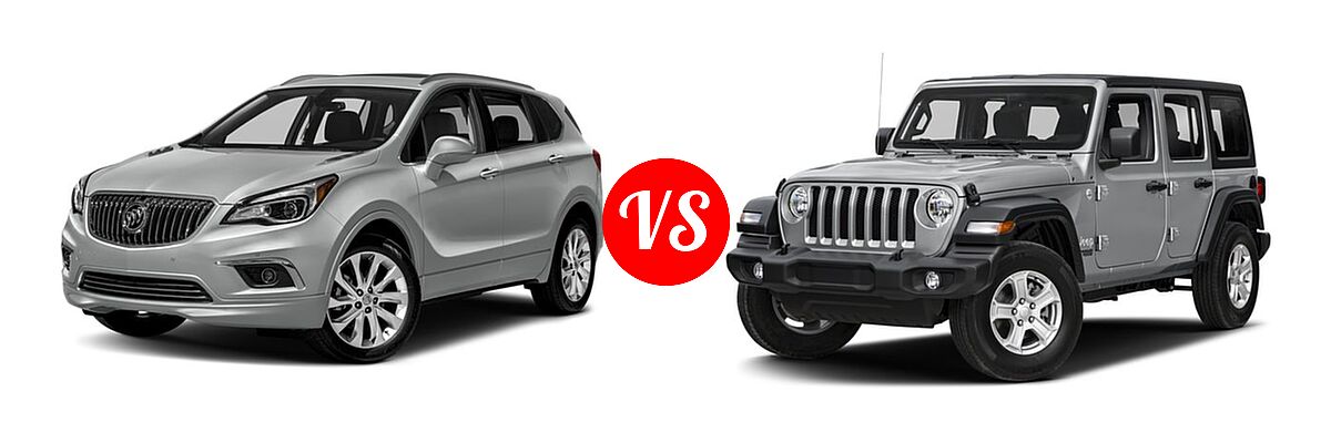 2018 Buick Envision SUV Essence / FWD 4dr / Preferred / Premium / Premium II vs. 2018 Jeep Wrangler Unlimited SUV Rubicon / Sahara / Sport - Front Left Comparison