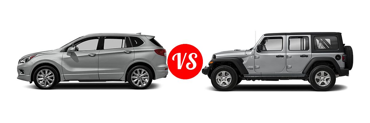 2018 Buick Envision SUV Essence / FWD 4dr / Preferred / Premium / Premium II vs. 2018 Jeep Wrangler Unlimited SUV Rubicon / Sahara / Sport - Side Comparison